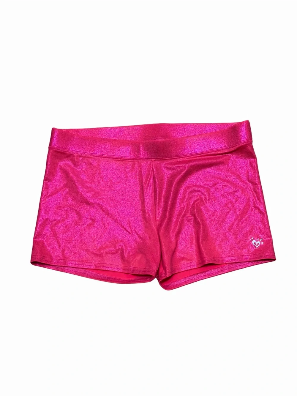 Justice Active Girls 16 Plus Hot Pink Metallic Shimmer Stretch Athletic Shorts